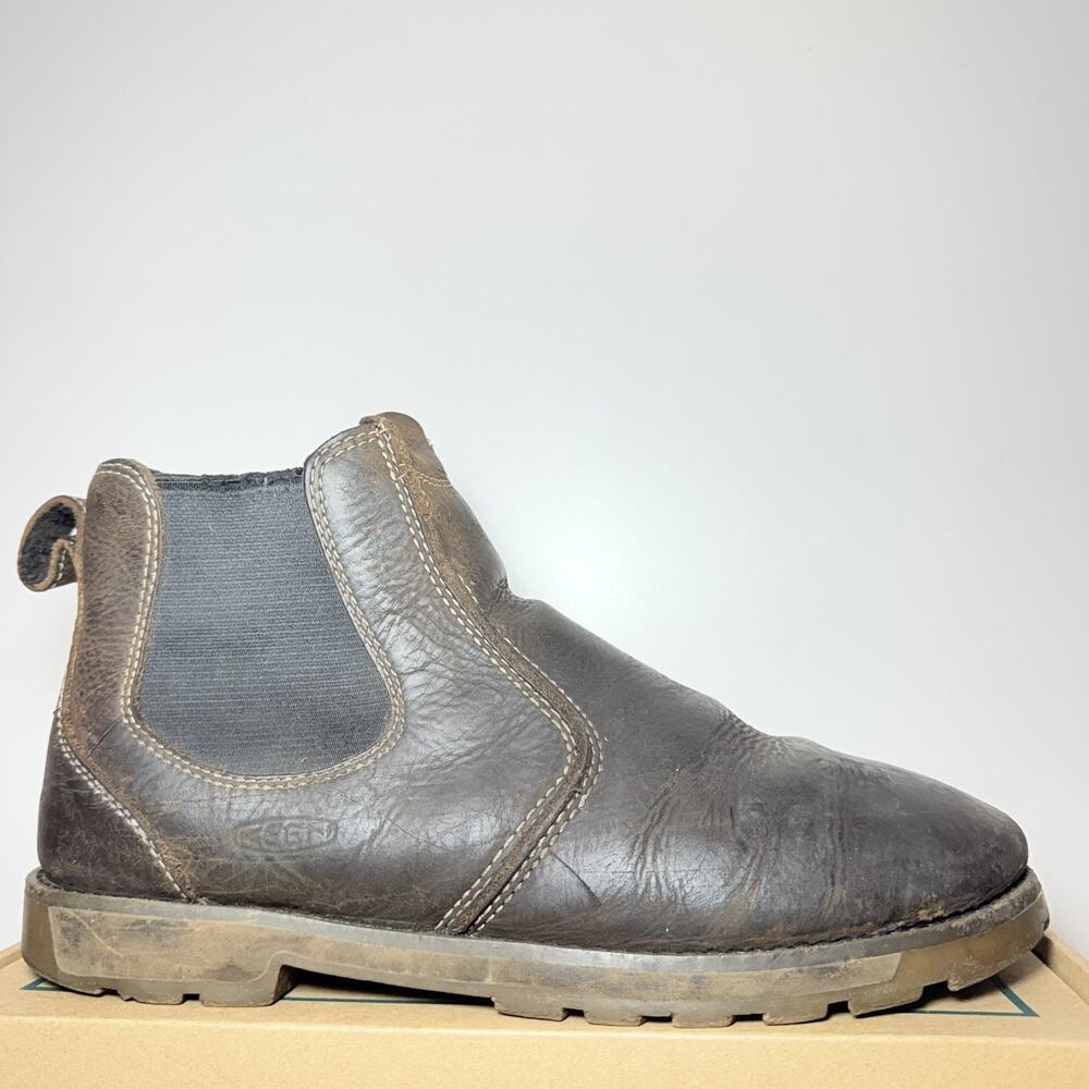 Keen Mens 9.5 D Anchorage Brown Leather Chelsea Boots Waterproof Slip On Boot